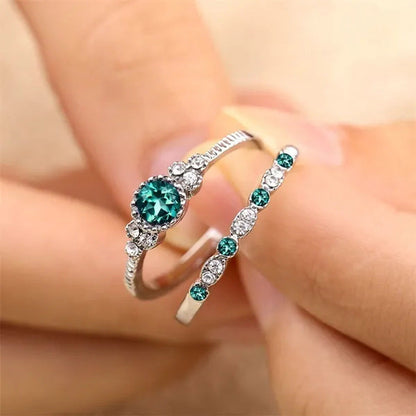 2Pcs/Set Classic 925 Sterling Silver round Cut Gemstones Sapphire Birthstone Bri