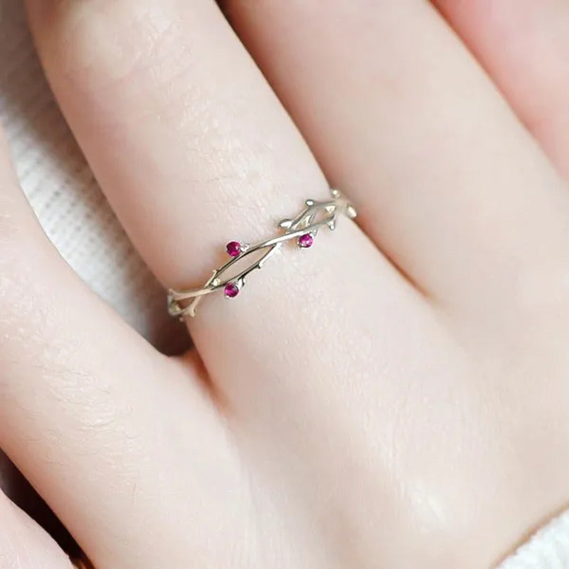 Simple Fashion Natural Ruby Gemstone Bridal Wedding Ring for Womens Engagement W