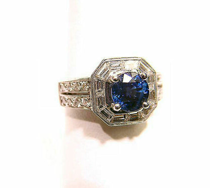 1.75 CT SAPPHIRE ROUND CUT TOP ONLY BAGUETTE AND ROUND