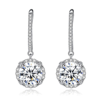 Certified 4 Carats 8Mm Moissanite Diamond Earrings for Women 100% 925 Sterling