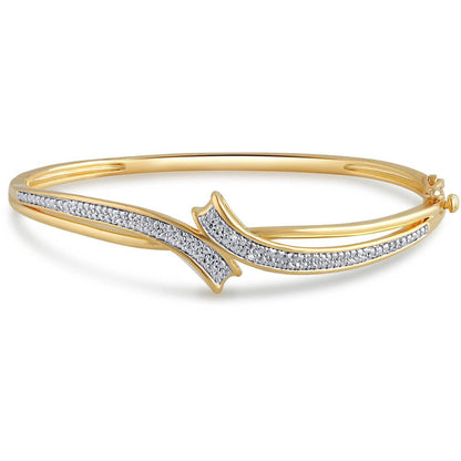Arista Diamond Accent Fashion Bangle in 14K Yellow Gold over Brass