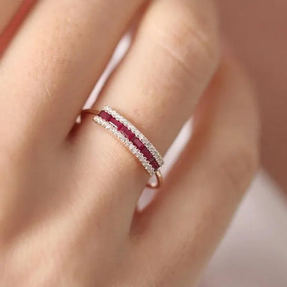 New Brand Women Fashion White Sapphire/Ruby Ring Gold-Plated Zircon AAA Lovers R