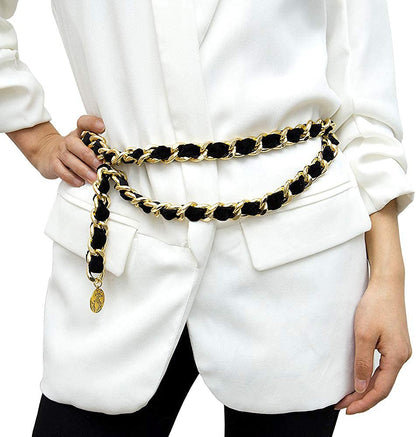Alloy Waist Chain Body Chain Weave Rope Winding Twist Chain for Women Waist Belt