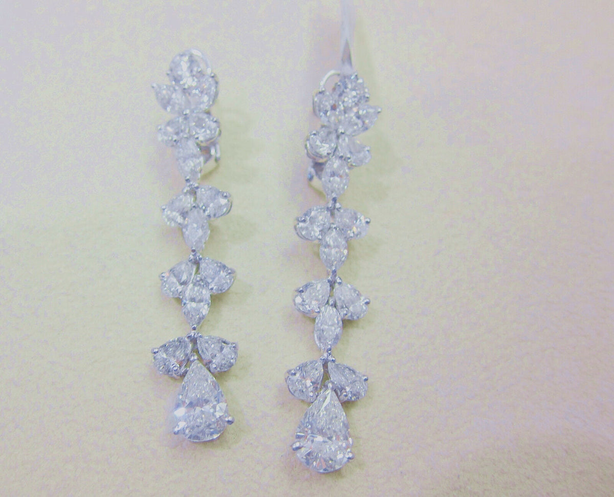 diamond earring two pear diamond drop 1.50 ct each, set round marquise pear cut