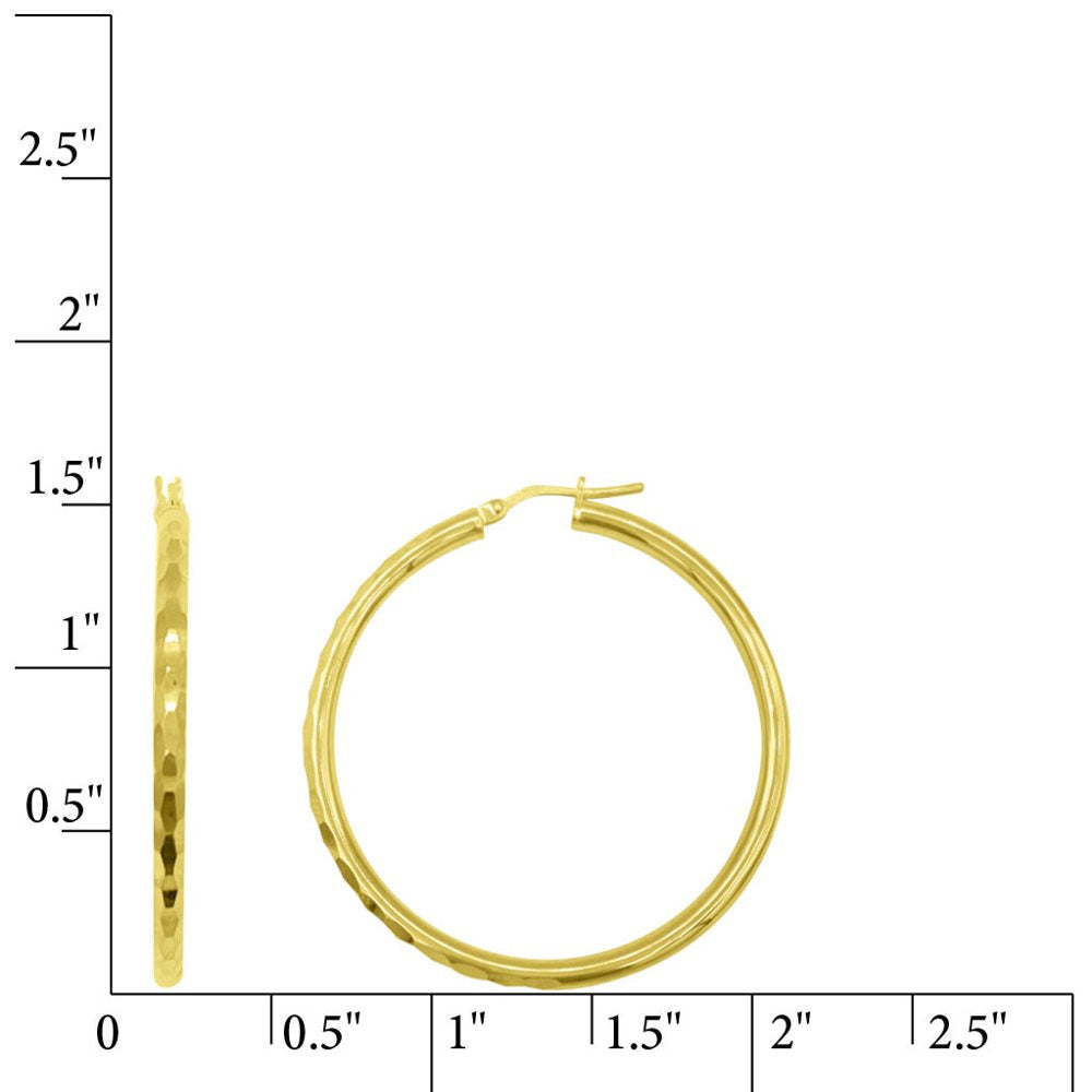 BRILLIANCE FINE JEWELRY Females 14K Gold Plated Adult Hammered Texture Hoop Earr