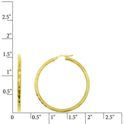 BRILLIANCE FINE JEWELRY Females 14K Gold Plated Adult Hammered Texture Hoop Earr