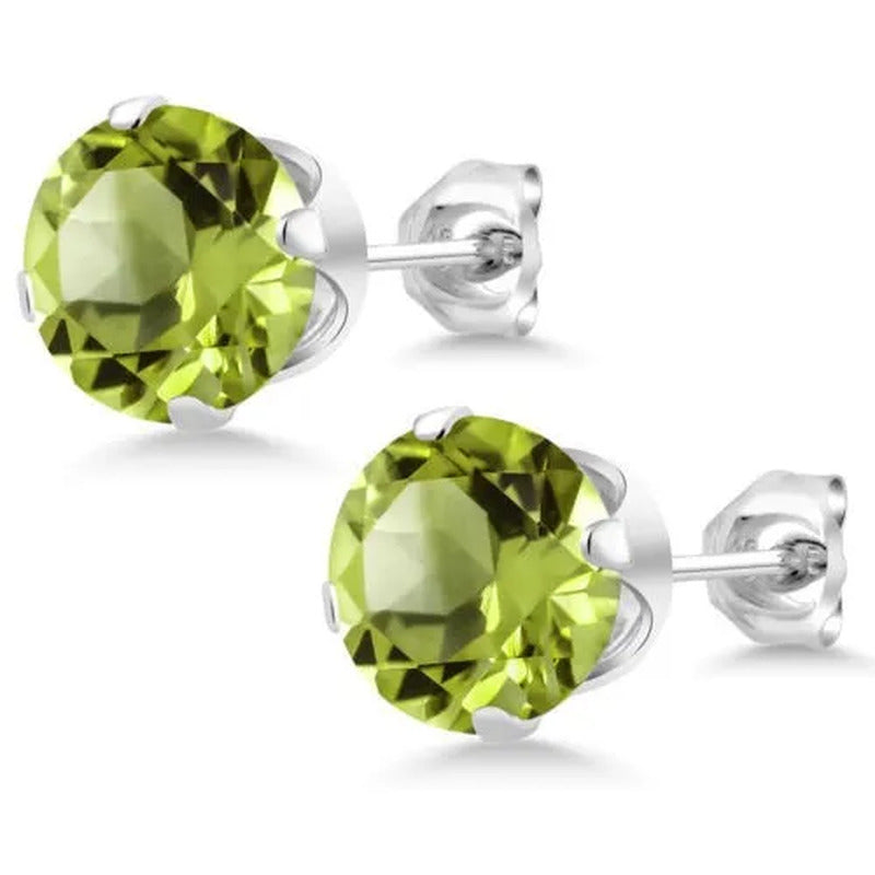 2.00 Ct Green Peridot Gemstone 925 Sterling Silver Stud Earrings 6MM