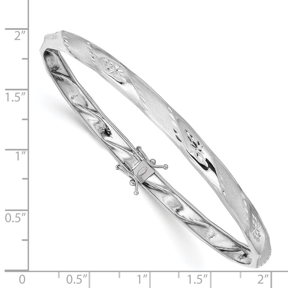 Primal Gold 14 Karat White Gold Satin Diamond-Cut Flexible Bangle