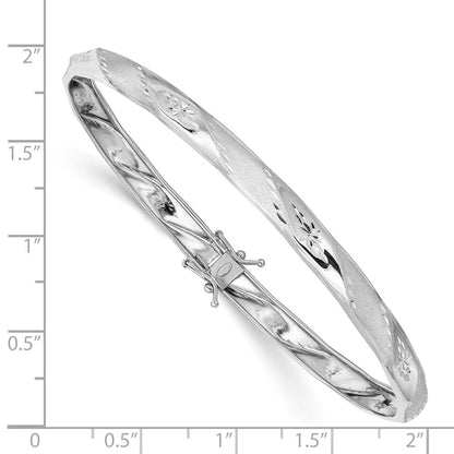 Primal Gold 14 Karat White Gold Satin Diamond-Cut Flexible Bangle