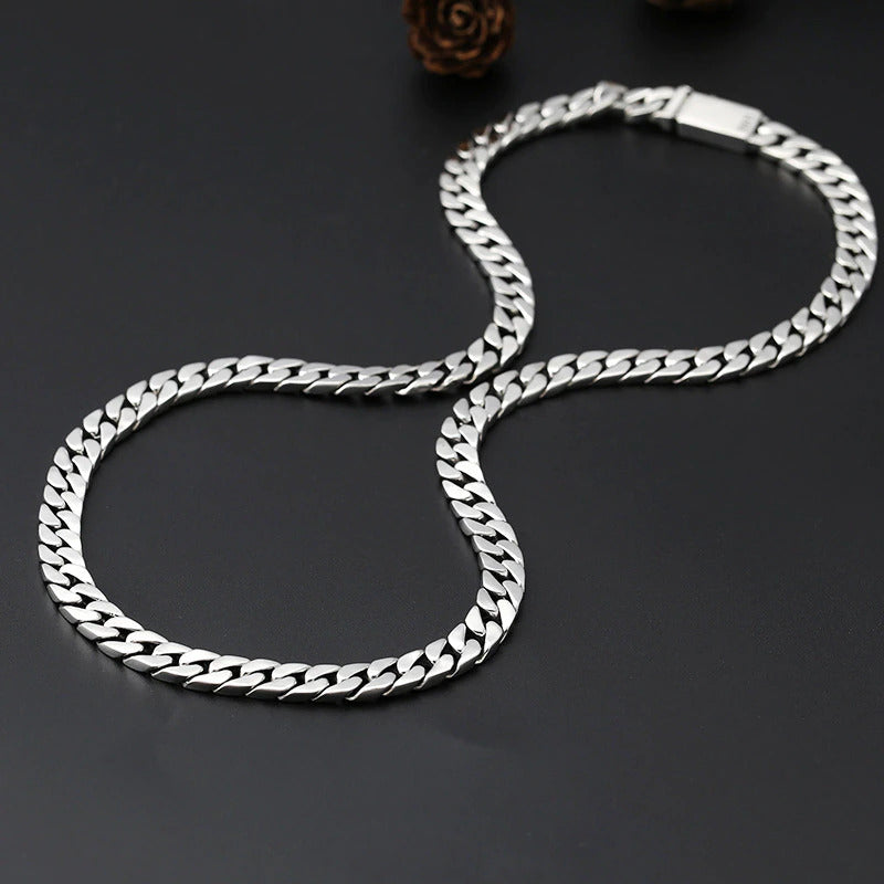 Trendy S925 Sterling Silver Necklace for Men Women 2022 New Simple 7Mm 8Mm\