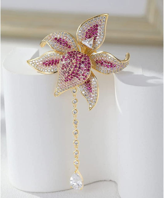 Brooches Tassel Brooch Women Clothing Micro-Diamond Colored Zircon Corsage Versa