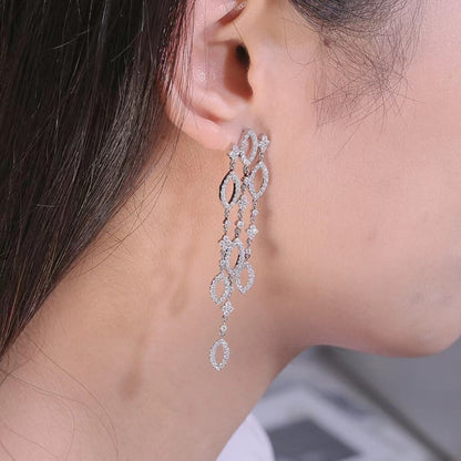New Fashion Real Solid 10K Gold Moissanite Drop Earrings for Women Elegant