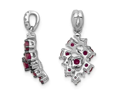 3/4 Carat (Ctw) Ruby Cluster Pendant Necklace in 14K White Gold with Chain