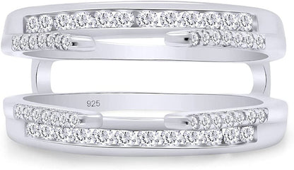 Sterling Silver Combination Cathedral and Classic Ring Guard with Cubic Zirconia