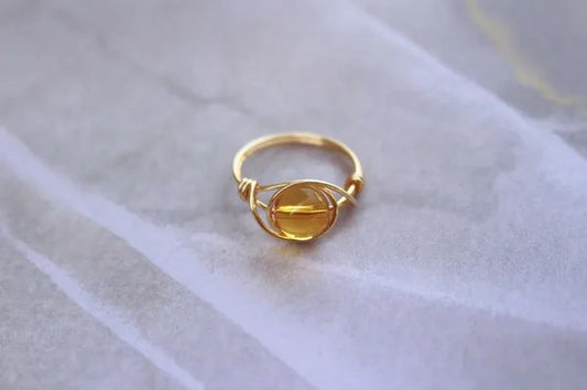 Citrine Ring, Citrine Gemstone Jewelry, Citrine Stone Ring, Gold Citrine Ring, W