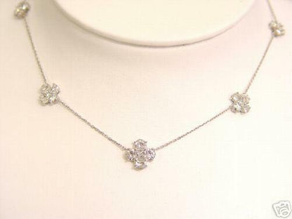 5 FLEURETTES 5 PRINCESS CUTS AND 20 HALF MOON DIAMOND NECKLACE 4.85 CT 18 K GOLD