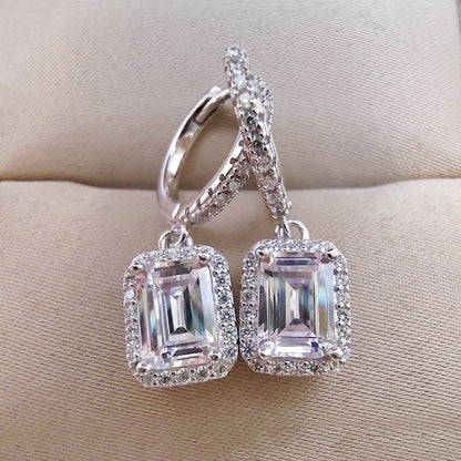 1+1CT 5X7MM Emerald Cut Rectangular Moissanite Earrings Passed the