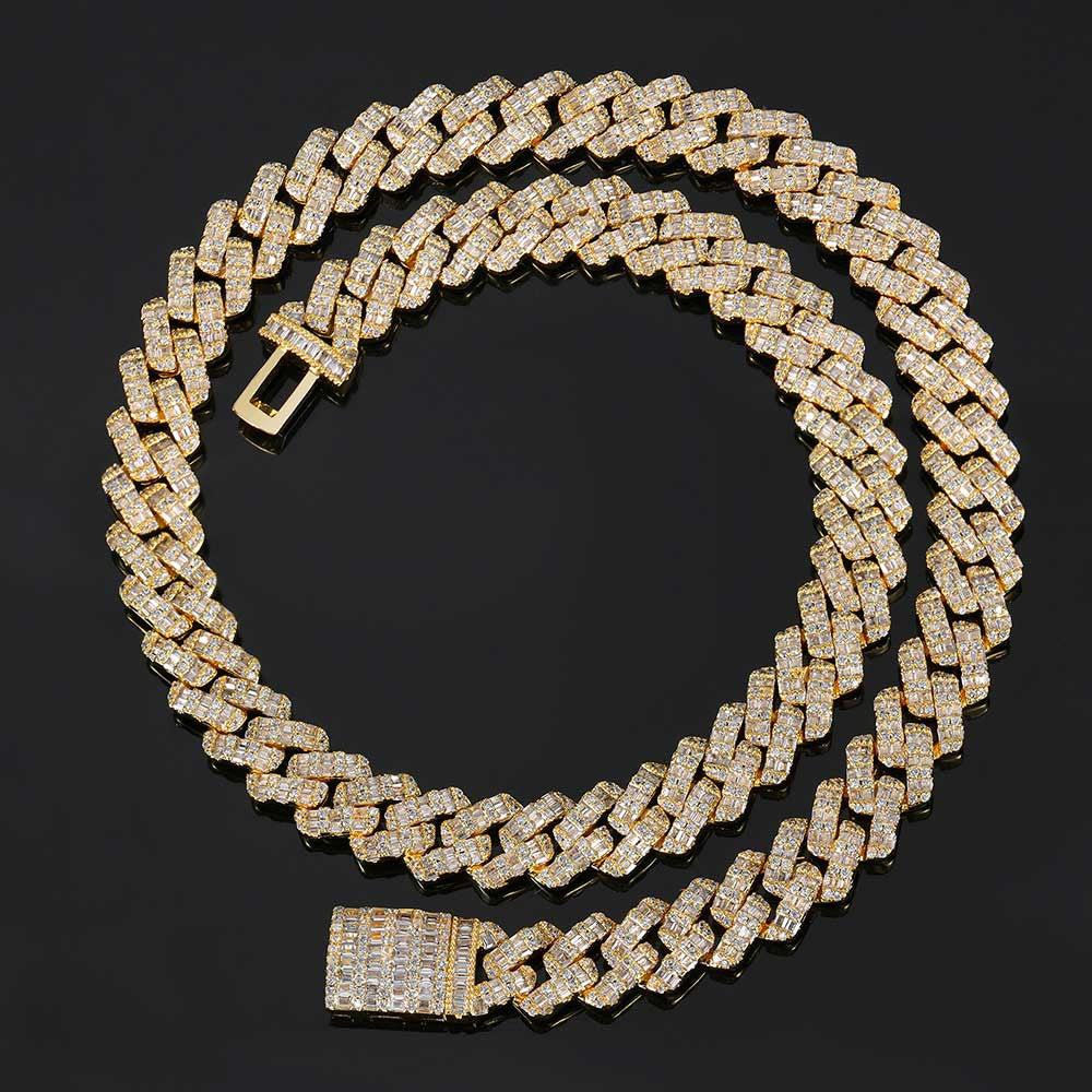 Hip Hop Square Circle Mixed Inlay 10Mm Diamond Cuban Necklace