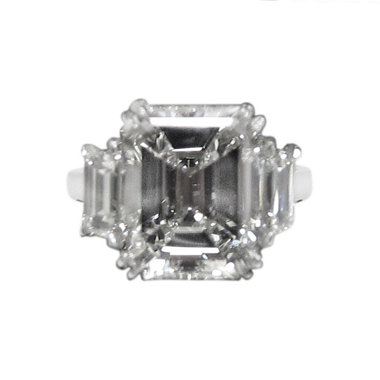 GIA Certified Emerald Shape Diamond J VS1 VG Excellent trapezoid engagement ring
