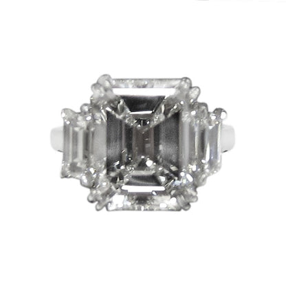 GIA Certified Emerald Shape Diamond J VS1 VG Excellent trapezoid engagement ring