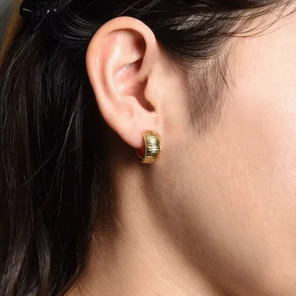 Diamond Cut and Polished Huggie Ears in 14K Yellow Gold
