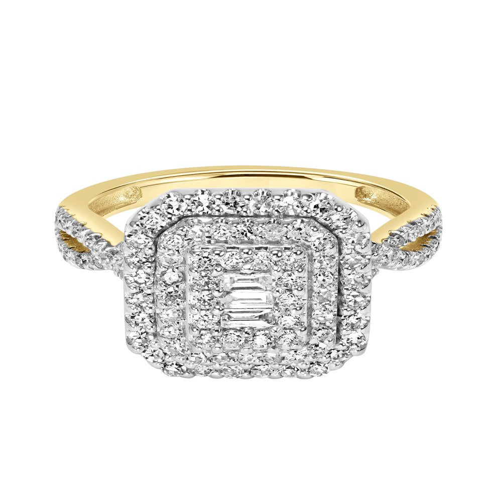 3/4Ctw 10KT Yellow Gold Emerald Limited Edition Genuine Certified Diamond Ring b