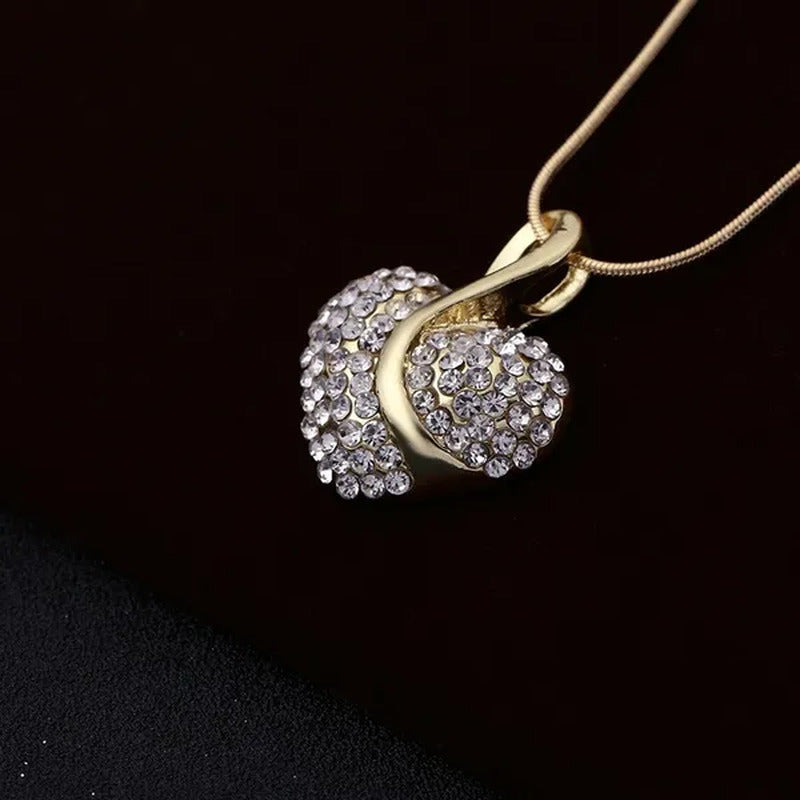Elegant 1Set Fashion Cubic Zirconia Ladies Party Ruby Sapphire Heart Shape Neckl