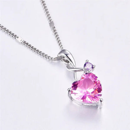 Heart - Shaped Gem Pendant Set with Diamond Simple Original Necklace Ring Neckla