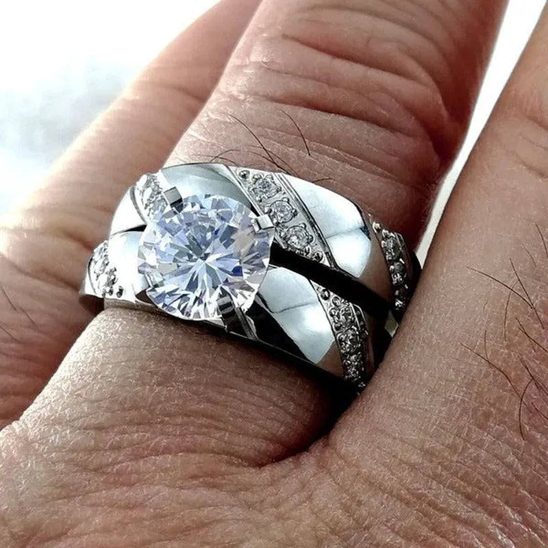Size 5-10 Hers Women'S Stainless Steel Color Wedding Engagement Ring Transparent