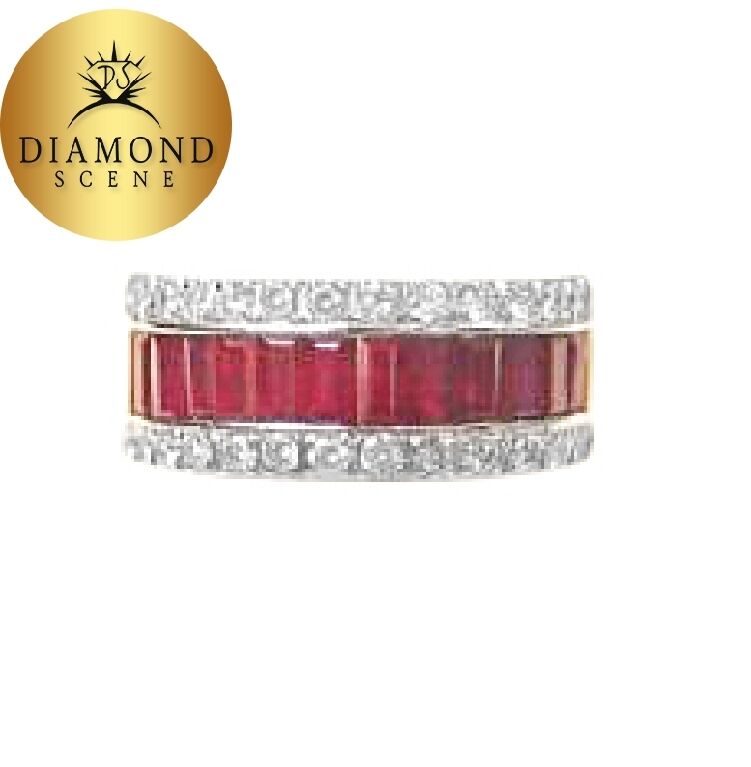 BAGUETTE CUT RUBIES 5.50 CT ROUND BRILLIANT CUT DIAMOND