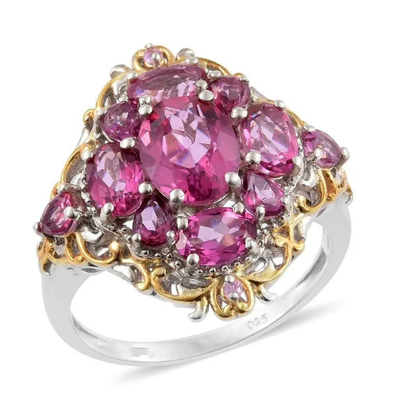 925 Sterling Silver &Ruby Gemstones Women'S Engagement Ring and Wedding Band Jew