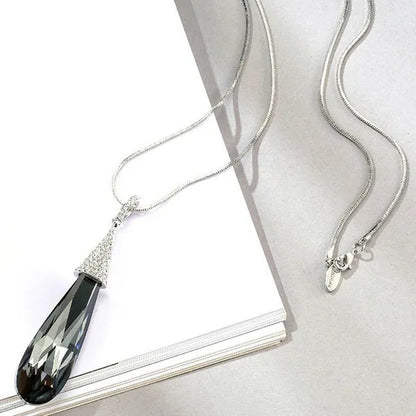 Simple Fashion Necklace Jewelry Large Water Drop Crystal Diamond Sweater Chain
