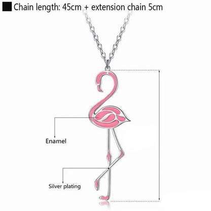 Romantic Elegant Engagement Wedding Linkchain Animal Shape Flamingo Pendant Neck