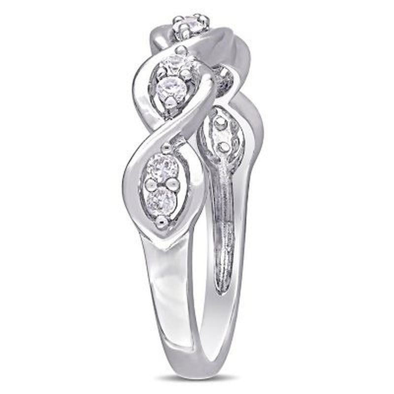 White Sapphire Infinity Design Ring in 14K White Gold