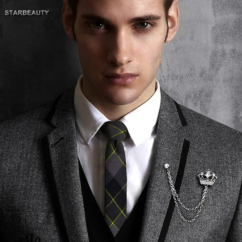 Classic European Crown Brooch Lapel Pin Men Suit Boutonniere Badge Brooches for