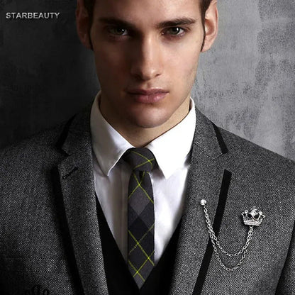 Classic European Crown Brooch Lapel Pin Men Suit Boutonniere Badge Brooches for