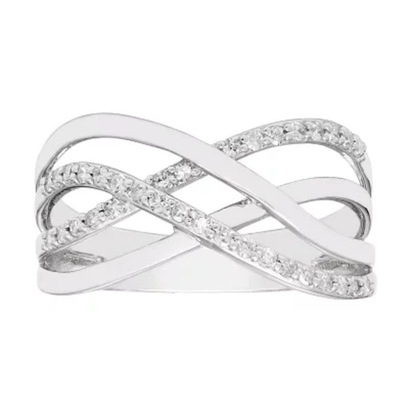 0.20 CT. T.W. Sterling Silver Diamond Overlap Band