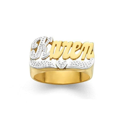 S925 Sterling Silver Name Personality Two-Tone Ring