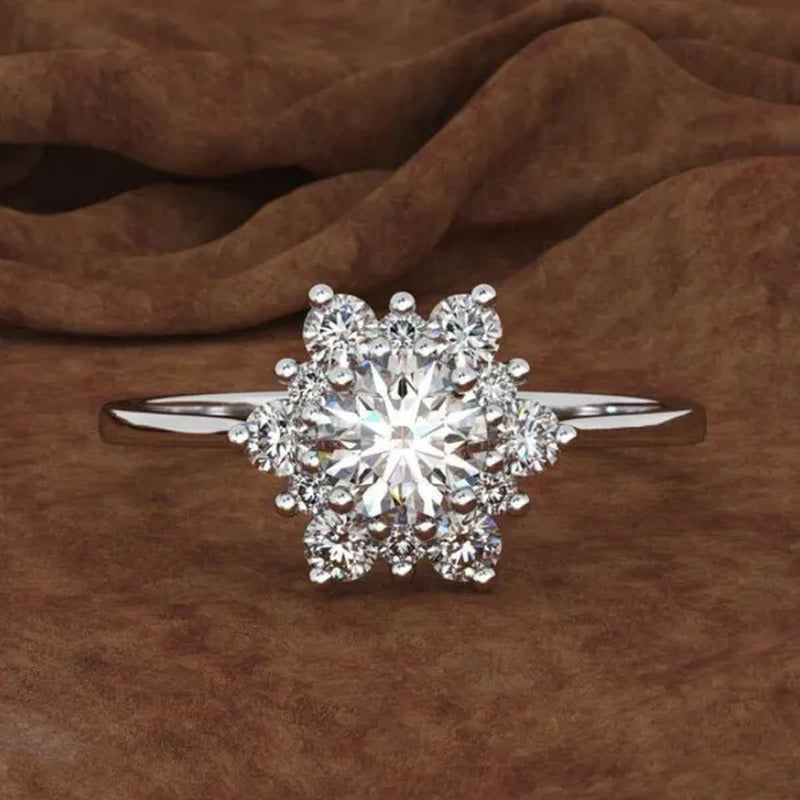 Fashion Creative Diamond Snowflake Zircon Ring Women'S Luxury Engagement Wedding