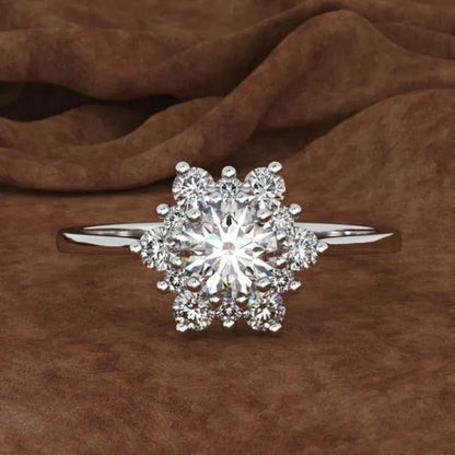 Fashion Creative Diamond Snowflake Zircon Ring Women'S Luxury Engagement Wedding