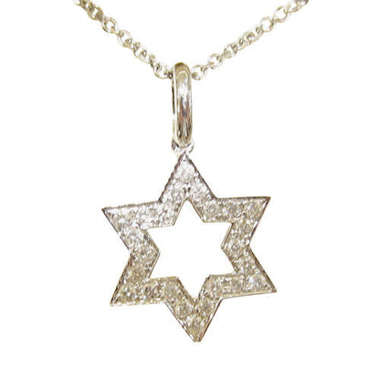 DIAMOND ROUND BRILLIANT SHAPE JEWISH STAR PENDANT INCLUDED CHAIN