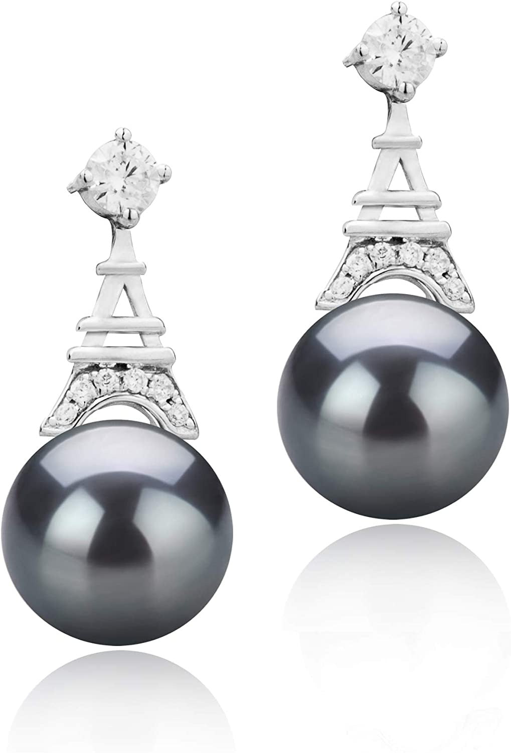 Eiffer-Tower Black 8-9Mm AAAA Quality Freshwater 925 Sterling Silver Cultured Pe