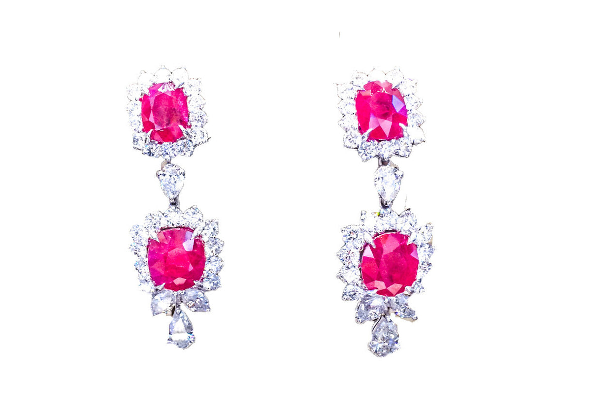CERTIFIED NATURAL 4 CUSHION SHAPE RUBY SET DIAMOND 4 PEAR SHAPE 4 MARQUISE SHAPE