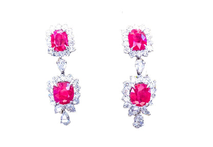 CERTIFIED NATURAL 4 CUSHION SHAPE RUBY SET DIAMOND 4 PEAR SHAPE 4 MARQUISE SHAPE