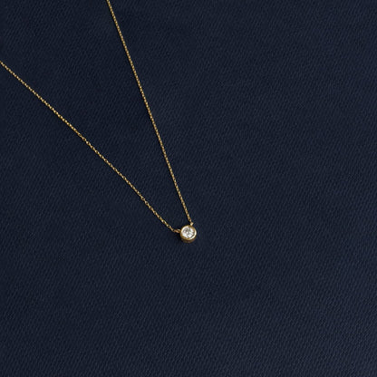 Diamond Solitaire Necklace | 14K Yellow Gold Necklaces for Women | 14K Solid Gol