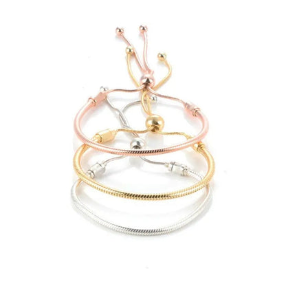 NEW Fashion 925 Sterling Silver Adjustable Size Flashing Sided Heart Snake Chain