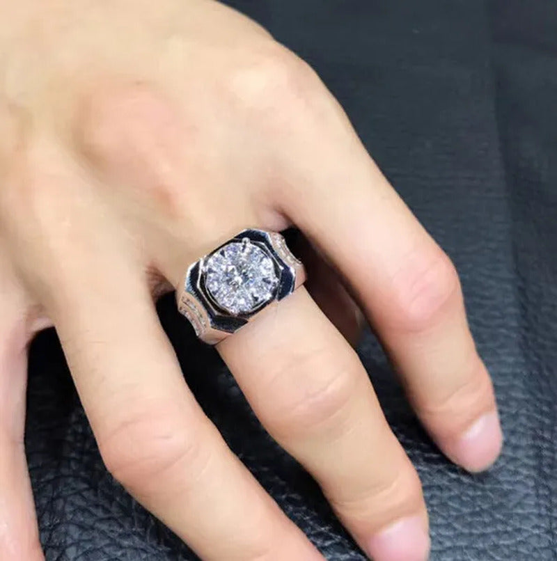 Luxury Men'S Ring Men'S Natural Zircon Ring Wedding Ring Engagement Zircon Ring