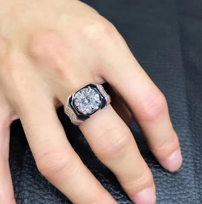 Luxury Men'S Ring Men'S Natural Zircon Ring Wedding Ring Engagement Zircon Ring