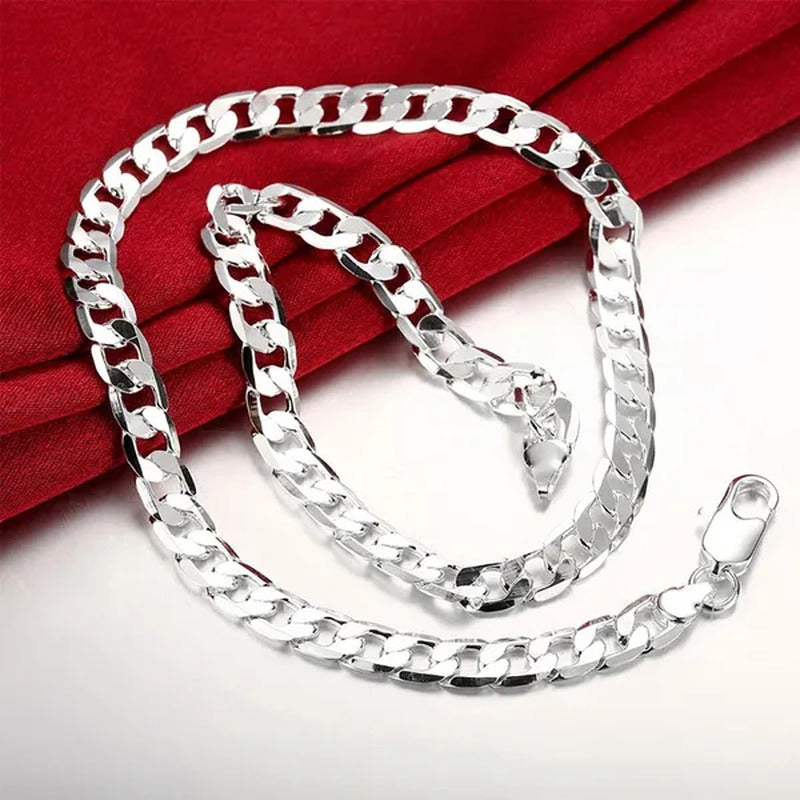 Fine Jewelry 925 Sterling Silver Necklace for Women Men 8MM Hip Hop Necklace