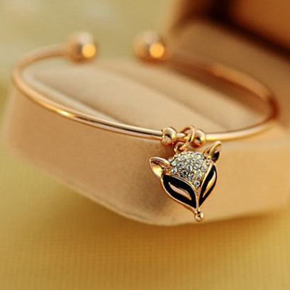 Vintage Rose Gold Bracelet Flash Diamond Opening Adjustable Bracelet for Women J